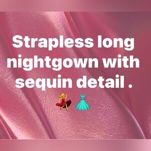 Theia Pink Strapless Maxi Dress with Sequin Detail